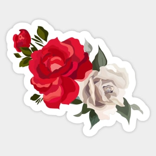 Red and White Roses Sticker